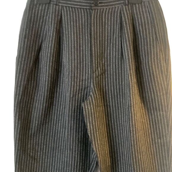Pre Owned Women’s Just For Petites Pants Casual Sz 12 Black Gray Stripe Classic - Picture 2 of 11